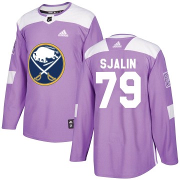 Authentic Adidas Men's Calle Sjalin Buffalo Sabres Fights Cancer Practice Jersey - Purple