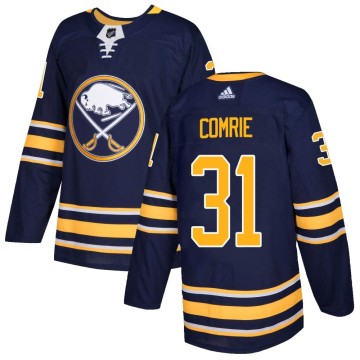 Authentic Adidas Men's Eric Comrie Buffalo Sabres Home Jersey - Navy