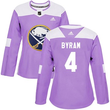 Authentic Adidas Women's Bowen Byram Buffalo Sabres Fights Cancer Practice Jersey - Purple