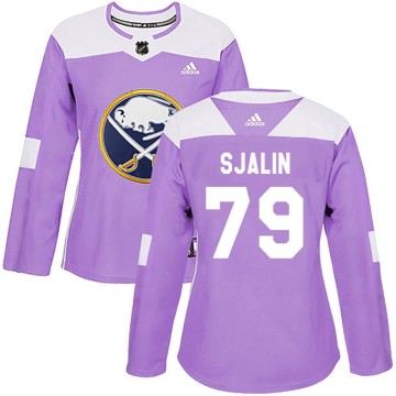 Authentic Adidas Women's Calle Sjalin Buffalo Sabres Fights Cancer Practice Jersey - Purple