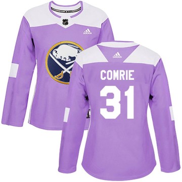 Authentic Adidas Women's Eric Comrie Buffalo Sabres Fights Cancer Practice Jersey - Purple
