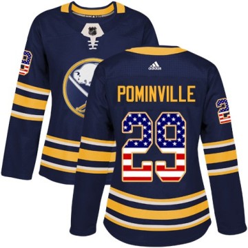 Authentic Adidas Women's Jason Pominville Buffalo Sabres USA Flag Fashion Jersey - Navy Blue