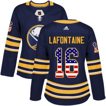 Authentic Adidas Women's Pat Lafontaine Buffalo Sabres USA Flag Fashion Jersey - Navy Blue