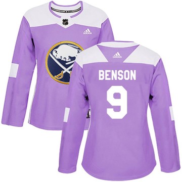 Authentic Adidas Women's Zach Benson Buffalo Sabres Fights Cancer Practice Jersey - Purple