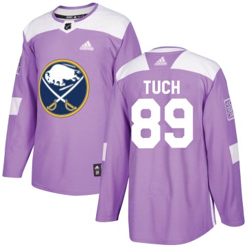 Authentic Adidas Youth Alex Tuch Buffalo Sabres Fights Cancer Practice Jersey - Purple