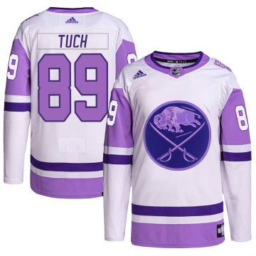Authentic Adidas Youth Alex Tuch Buffalo Sabres Hockey Fights Cancer Primegreen Jersey - White/Purple