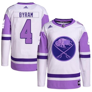 Authentic Adidas Youth Bowen Byram Buffalo Sabres Hockey Fights Cancer Primegreen Jersey - White/Purple