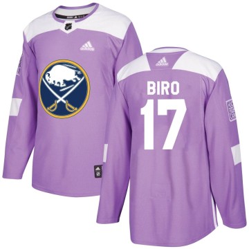 Authentic Adidas Youth Brandon Biro Buffalo Sabres Fights Cancer Practice Jersey - Purple