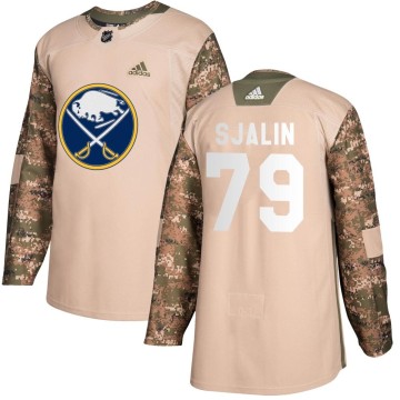 Authentic Adidas Youth Calle Sjalin Buffalo Sabres Veterans Day Practice Jersey - Camo