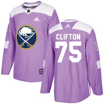 Authentic Adidas Youth Connor Clifton Buffalo Sabres Fights Cancer Practice Jersey - Purple