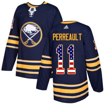 Authentic Adidas Youth Gilbert Perreault Buffalo Sabres USA Flag Fashion Jersey - Navy Blue