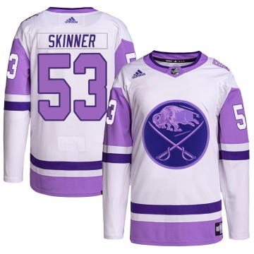 Authentic Adidas Youth Jeff Skinner Buffalo Sabres Hockey Fights Cancer Primegreen Jersey - White/Purple