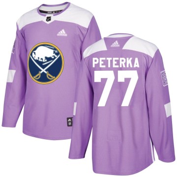Authentic Adidas Youth JJ Peterka Buffalo Sabres Fights Cancer Practice Jersey - Purple