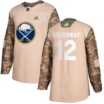 Authentic Adidas Youth Jordan Greenway Buffalo Sabres Camo Veterans Day Practice Jersey - Green