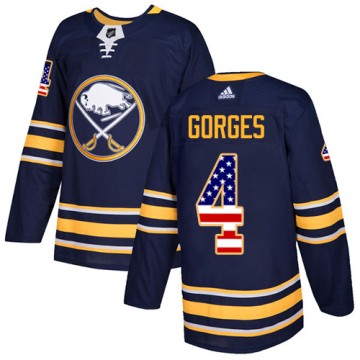 Authentic Adidas Youth Josh Gorges Buffalo Sabres USA Flag Fashion Jersey - Navy Blue