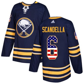Authentic Adidas Youth Marco Scandella Buffalo Sabres USA Flag Fashion Jersey - Navy Blue