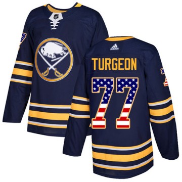 Authentic Adidas Youth Pierre Turgeon Buffalo Sabres USA Flag Fashion Jersey - Navy Blue