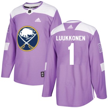 Authentic Adidas Youth Ukko-Pekka Luukkonen Buffalo Sabres Fights Cancer Practice Jersey - Purple